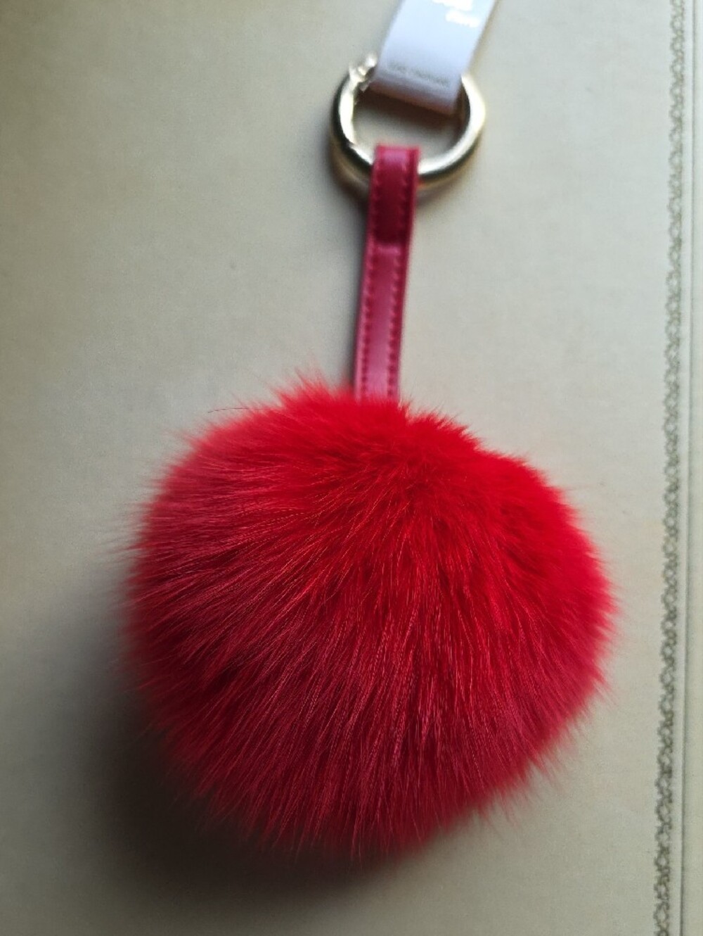 Ella Red Real Fur Pom Pom Key & Card Holder Charm
